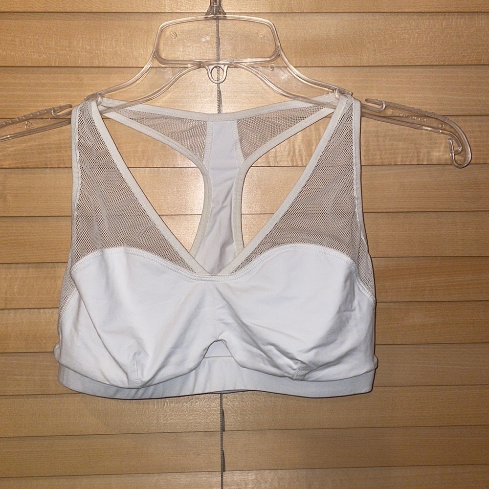 Michi White Front Cut Out, Mesh Sports Bra